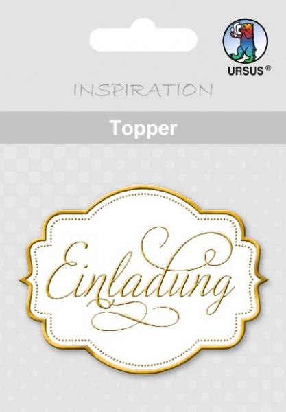 Topper, weiß/gold, "Einladung"